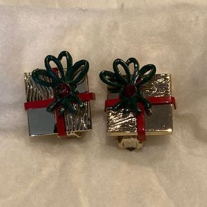 Christmas Present Clip On Earrings